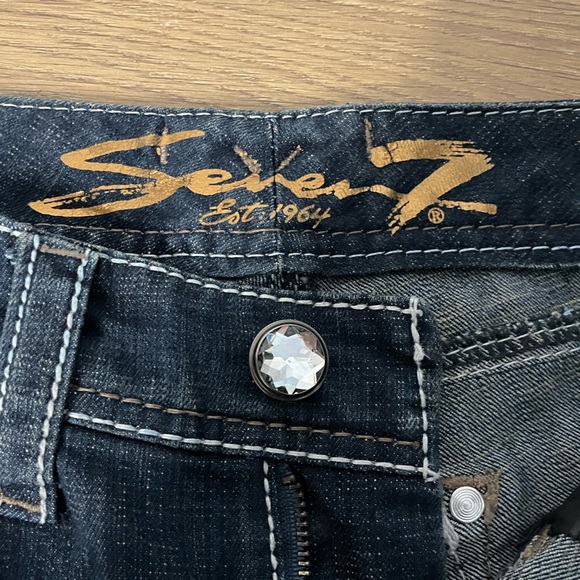 Seven7 Rocker Slim Y2K Boot Cut Flare Denim Jean Pants Embroidered Pockets 6 - Picture 6 of 9